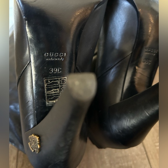 Gucci 61526 black leather Knee-High Boots Size 39C, US 8 1/2. Read Description - Picture 6 of 8